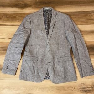 BAR III Blazer Mens 38R Gray Linen 2 Button Linen Sport Jacket
